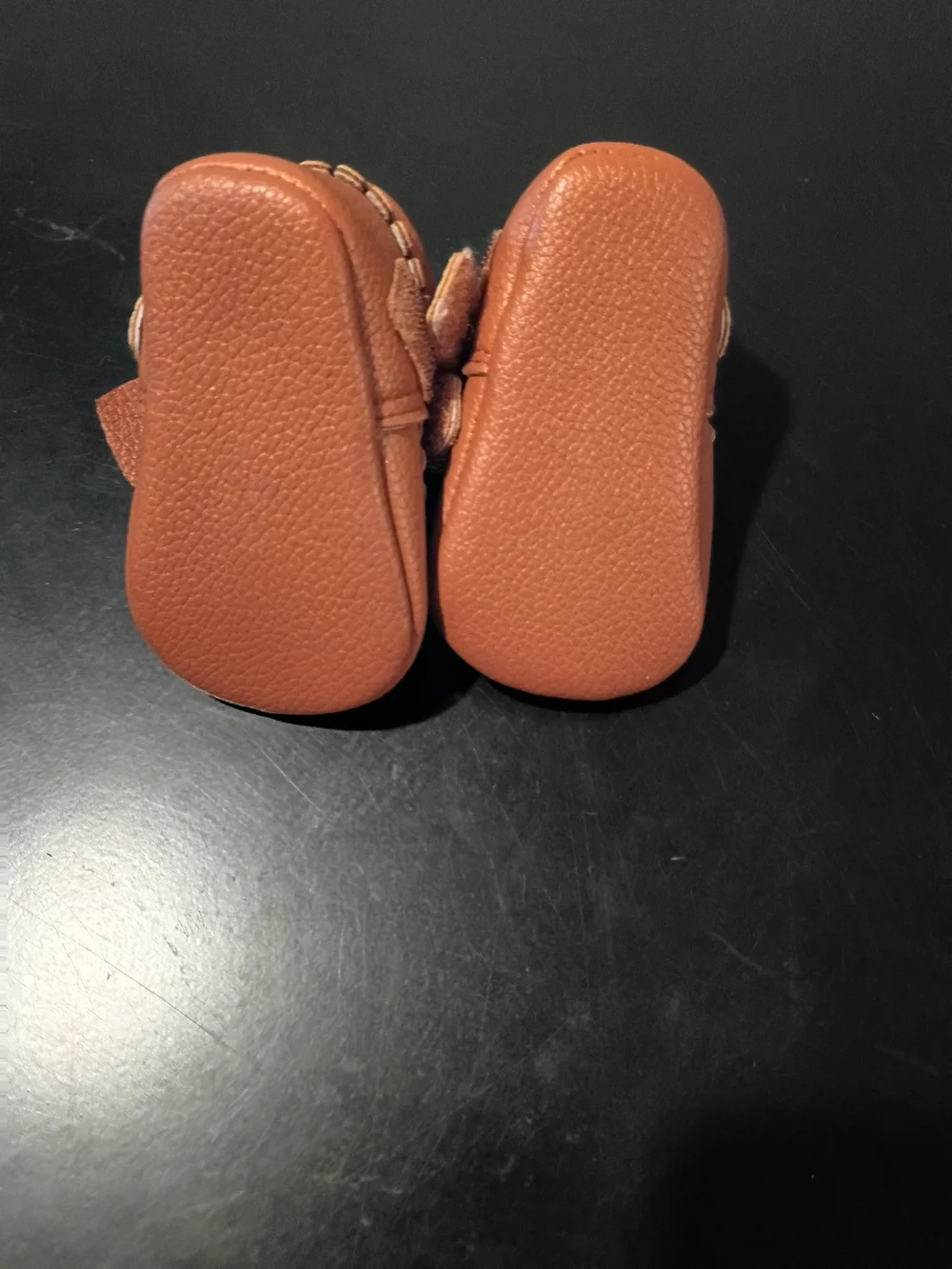 First Steps Baby Girls Cognac Faux Leather Mary Jane Bow Crib Shoes - Size 1